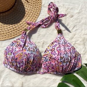 Victoria's Secret Pink Multicolor Floral Halter Bikini Top